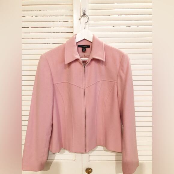 Louben Pink Wool Full Zip Collared Coat - Picture 4 of 8